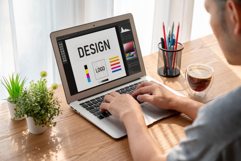 A man designing a logo